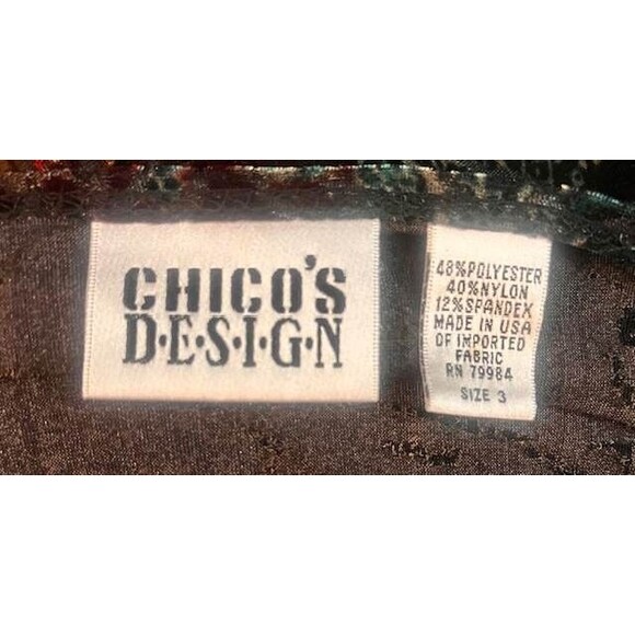 Chico's Design 3 XL 16 18 Burn-out Velvet Celestial Nights Jewel Tone Top - Picture 6 of 6